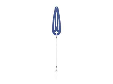 Colgante único “invisible” con pinza para el pelo con mosquetón y cordón para varios aparatos auditivos Azul